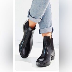 Sam Edelman Black Rubber Rain Boots Chelsea Style Waterproof
